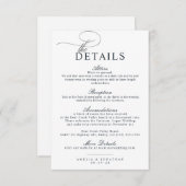 Carte D'accompagnement Élégant minimaliste moderne Script Détails Mariage (Devant / Derrière)