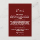 Carte D'accompagnement Elegant Modern Burgundy Wedding Details  (Devant)