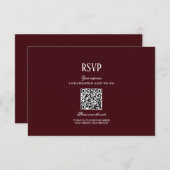 Carte D'accompagnement Elegant Modern Burgundy Wedding QR Code RSVP (Devant / Derrière)