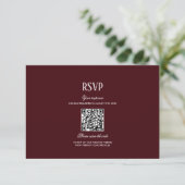 Carte D'accompagnement Elegant Modern Burgundy Wedding QR Code RSVP (Debout devant)