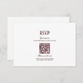 Carte D'accompagnement Elegant Modern Burgundy Wedding QR Code RSVP (Devant / Derrière)
