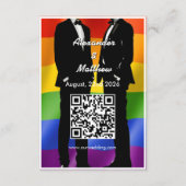 Carte D'accompagnement Elegant Modern Gay Men Wedding Rainbow QR Code (Dos)