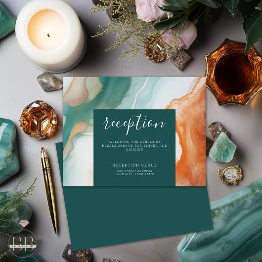 Carte D'accompagnement Élégant Moderne Abstrait Agate Jade Terracotta