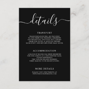 Carte D'accompagnement Elégant Moderne Calligraphie Détails du Mariage