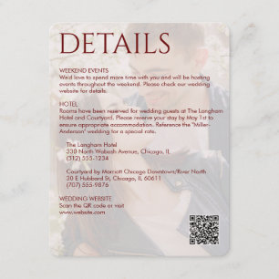 Carte D'accompagnement Elégant moderne Crimson rouge Détails du Mariage