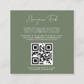 Carte D'accompagnement Elégant & moderne Dark sage Honeymoon fund QR code (Devant)