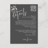 Carte D'accompagnement Elégant moderne gris foncé détails mariage QR code (Devant)