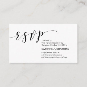 Carte D'accompagnement Élégant moderne, minimal, Script noir, RSVP