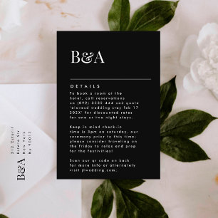 Carte D'accompagnement Elégant Moderne Monogramme Noir Détails