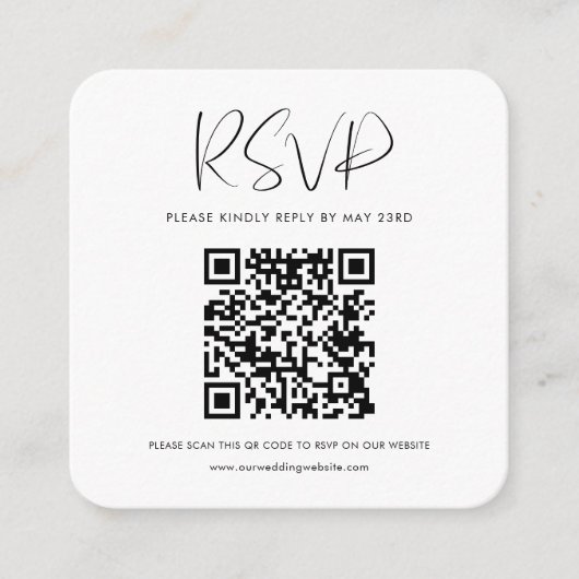 Carte D'accompagnement Élégant moderne noir et blanc code QR réponse RSVP (Devant)