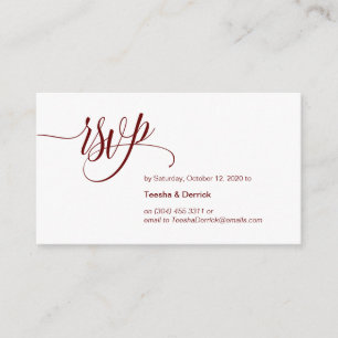 Carte D'accompagnement Élégant moderne, Script Bourgogne, Mariage RSVP