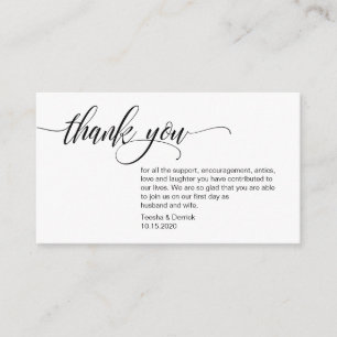 Carte D'accompagnement Élégant moderne, Script noir, Merci Mariage