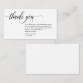 Carte D'accompagnement Élégant moderne, Script noir, Merci Mariage (Devant / Derrière)