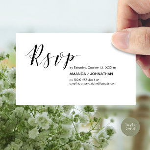 Carte D'accompagnement Élégant moderne, Script noir, Party RSVP