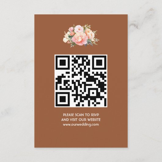 Carte D'accompagnement Elégant Moderne Simple Boho Mariage QR Code RSVP (Dos)