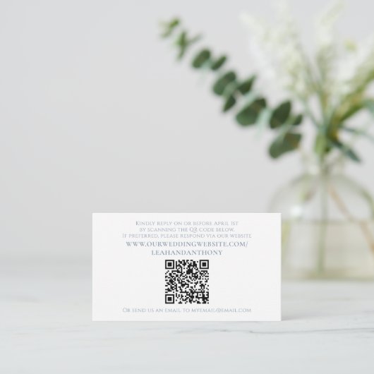 Carte D'accompagnement Élégant moderne simple Dusty bleu QR Code minimum (Debout devant)