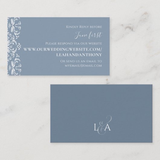 Carte D'accompagnement Élégant Moderne Simple Dusty Blue Via Site Web (Devant / Derrière)