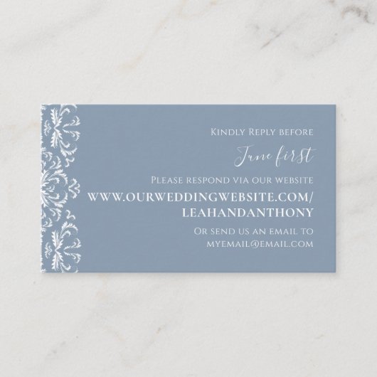 Carte D'accompagnement Élégant Moderne Simple Dusty Blue Via Site Web (Devant)