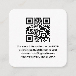 Carte D'accompagnement Elégant moderne simple Mariage blanc QR Code RSVP