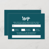 Carte D'accompagnement Elégant moderne Turquoise simple Mariage QR Code R (Devant / Derrière)