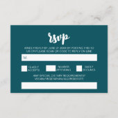 Carte D'accompagnement Elégant moderne Turquoise simple Mariage QR Code R (Devant)