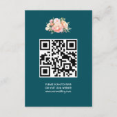 Carte D'accompagnement Elégant moderne Turquoise simple Mariage QR Code R (Dos)