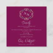 Carte D'accompagnement Elégant Monogram Floral Frame Mariage Détails (Devant)