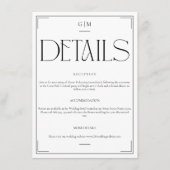 Carte D'accompagnement Elegant Monogram Modern Minimalist Details Card (Devant)