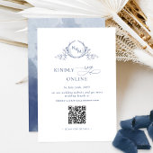 Carte D'accompagnement Elégant Monogram Navy Blue RSVP Online QR Code