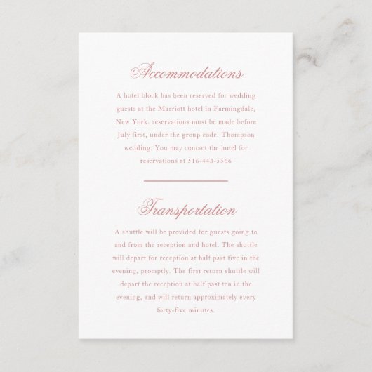 Carte D'accompagnement Élégant Monogram Rose Blush Script Mariage Hotel (Devant)