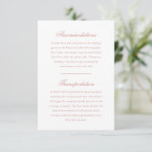 Carte D'accompagnement Élégant Monogram Rose Blush Script Mariage Hotel (Debout devant)