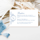 Carte D'accompagnement Élégant Monogramme dans la réception de mariage bl