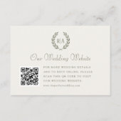 Carte D'accompagnement Élégant Monogramme de mariage QR Code Crème verte (Devant)