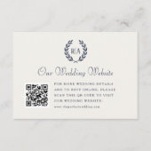 Carte D'accompagnement Élégant Monogramme de mariage QR Code Marine Cream (Devant)