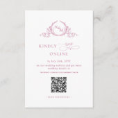 Carte D'accompagnement Elégant Monogramme Mauve rose QR Code Mariage RSVP (Devant)