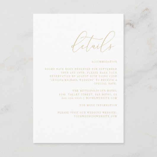 Carte D'accompagnement Élégant Monogramme minimaliste Détails du Mariage (Devant)