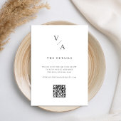 Carte D'accompagnement Élégant Monogramme moderne Mariage noir et blanc