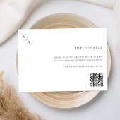 Carte D'accompagnement Élégant Monogramme moderne Mariage noir et blanc