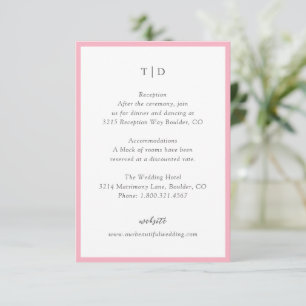 Carte D'accompagnement Élégant Monogramme rose Mariage moderne