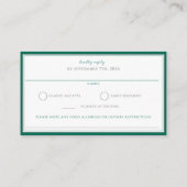 Carte D'accompagnement Élégant Monogramme vert émeraude mariage RSVP (Dos)