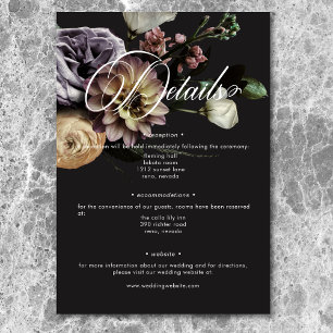 Carte D'accompagnement Elégant Moody Twilight Muted Floral Détails