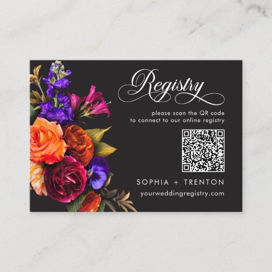 Carte D'accompagnement Élégant Moody Vibrant Harvest Floral Registry (Devant)