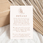 Carte D'accompagnement Elegant Moon and Stars Terracotta Détails du Maria<br><div class="desc">Conçue pour s'harmoniser avec notre collection Elegant Botanical Moon and Stars mariage, cette carte de détails mariage boho présente une ligne en terre cuite illustrant une lune ornée d'étoiles et de feuillage sur un arrière - plan crème. Personnalisez la carte avec des détails mariages importants tels que l'hébergement à l'hôtel,...</div>