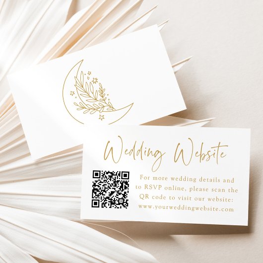 Carte D'accompagnement Elegant Moon et Stars Gold Mariage Website