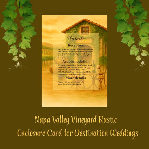 Carte D'accompagnement Elégant Napa Valley Vineyard Rustic Mariage