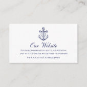 Carte D'accompagnement Elegant Nautical Navy Blue Ancre site Mariage (Devant)