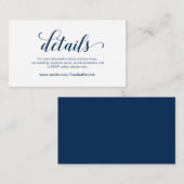 Carte D'accompagnement Elegant Navy Blue, Détails Mariages, Online RSVP (Devant / Derrière)