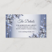 Carte D'accompagnement Elegant Navy Blue Floral Silver Wedding Detail (Devant)