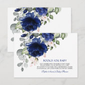 Carte D'accompagnement Elegant Navy Blue Flowers Livres pour bébé (Devant / Derrière)
