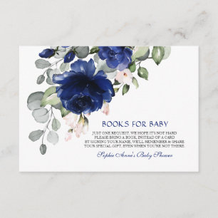 Carte D'accompagnement Elegant Navy Blue Flowers Livres pour bébé